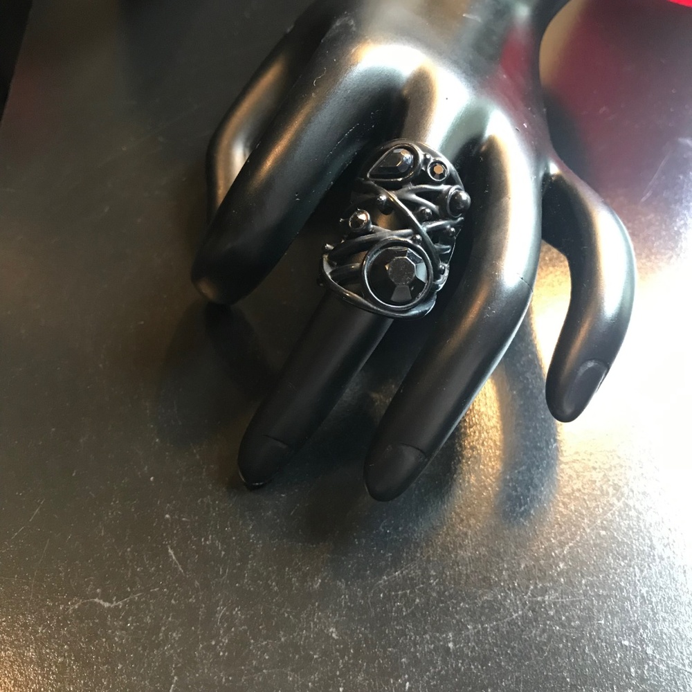 Black Rhinestone Ring - Picture 2 of 3